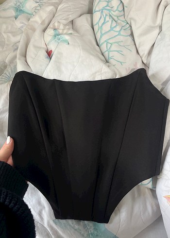 Fermuarlı Siyah Straplez Goth Büstiyer - Görsel 2