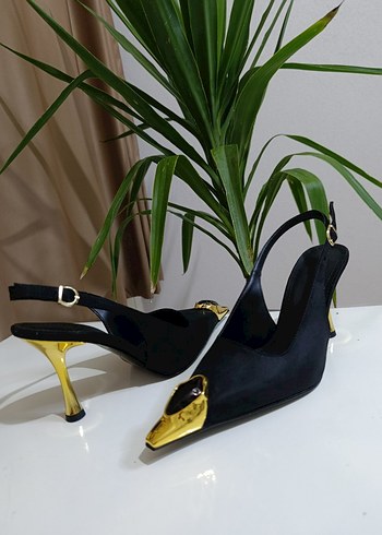 Siyah  taş detaylı  Stiletto - Görsel 5