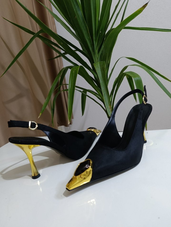 Siyah  taş detaylı  Stiletto - Görsel 5