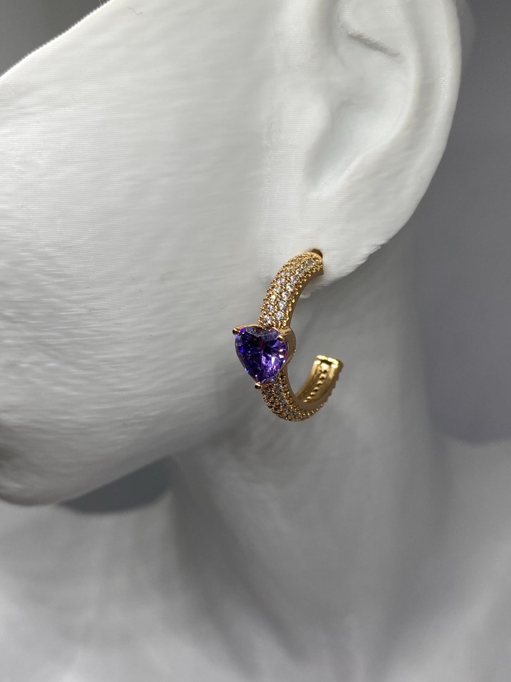 Mor Taşlı Modern Klasik Midi Küpe - Görsel 3