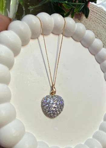 Rosegold Renkli zirkon taşlı Kalp Kolye - Görsel 2