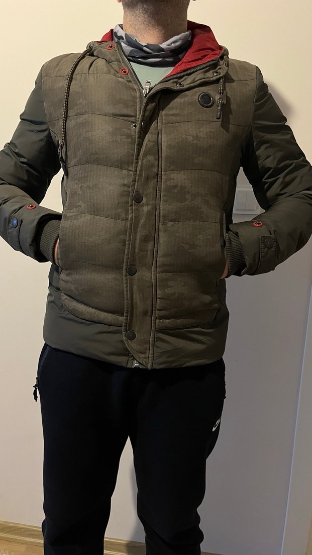 Gri Kamuflajlı Fermuarlı Erkek Mont - Görsel 4