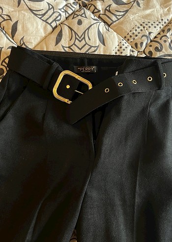 Parizyen Stil Siyah Kemerli Kadın Pantolon - Görsel 2