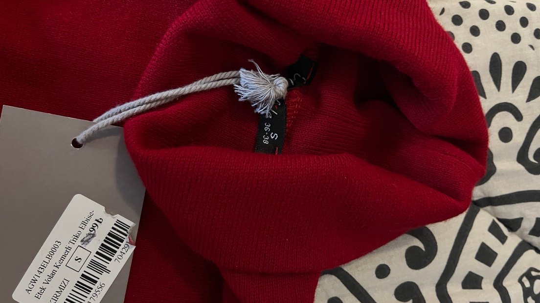 Kırmızı midi triko elbise - Görsel 2