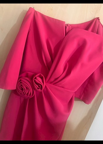 Pembe Drapeli Uzun Abiye Elbise - Görsel 2