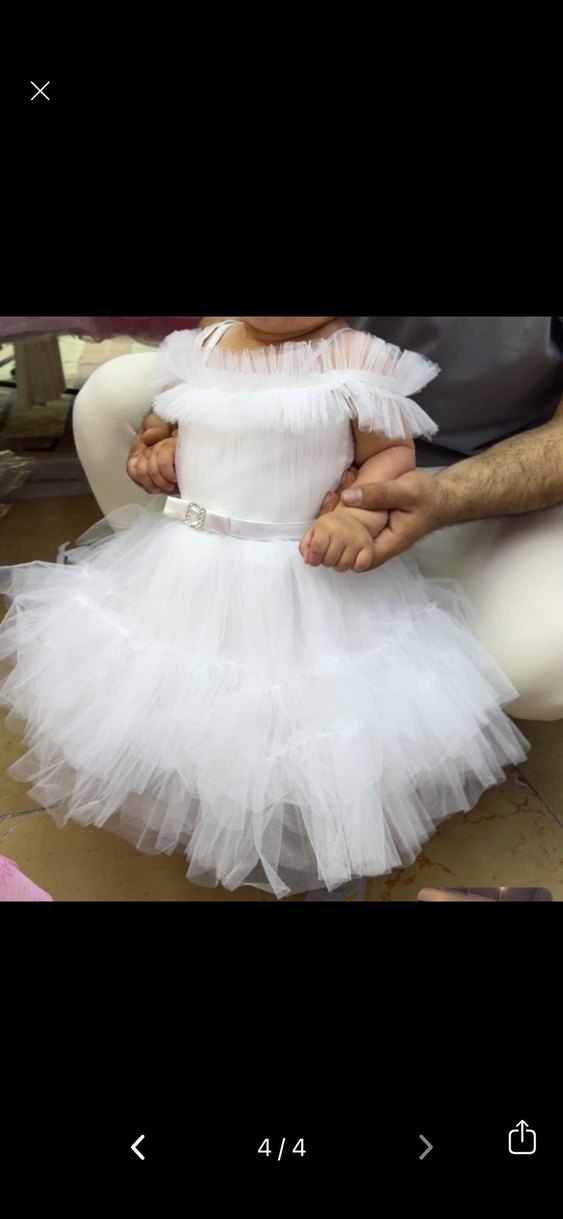 Beyaz Fırfırlı Straplez Kız Çocuk Elbisesi - Görsel 4