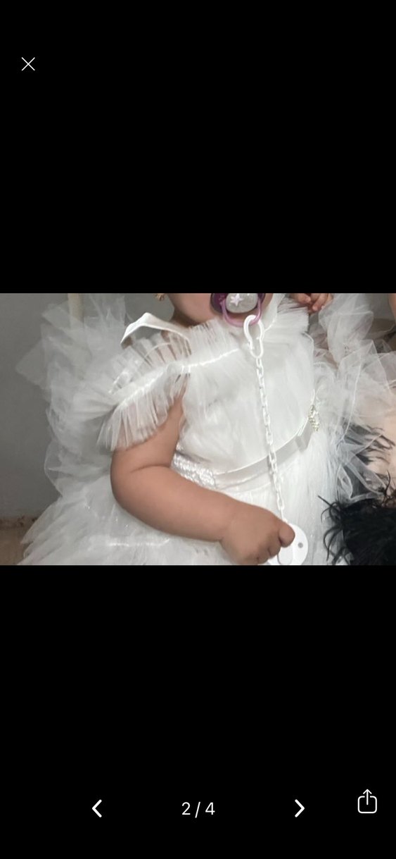 Beyaz Fırfırlı Straplez Kız Çocuk Elbisesi - Görsel 2