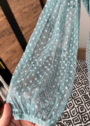 Mavi Dantel Detaylı Bohem Uzun Elbise - Görsel 4