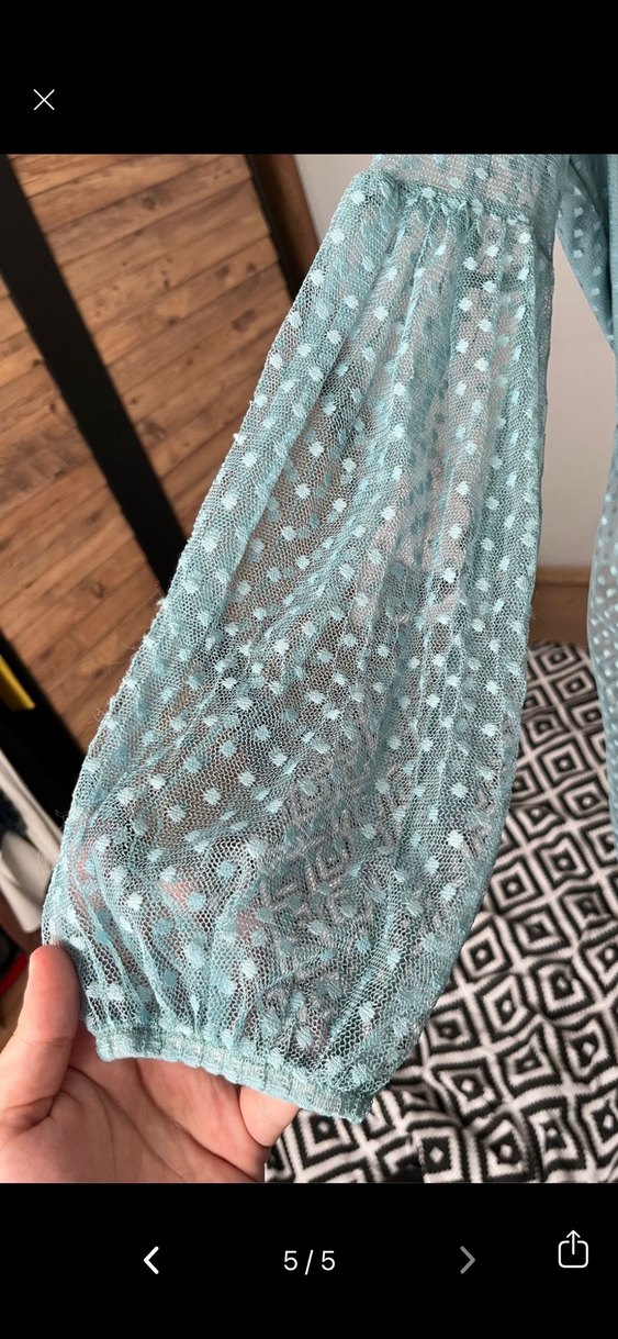 Mavi Dantel Detaylı Bohem Uzun Elbise - Görsel 4