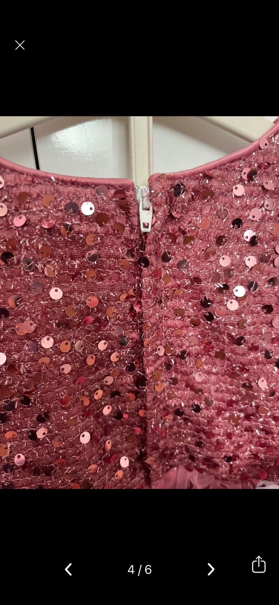 Pembe Pul Detaylı Kız Çocuk Elbise - Görsel 4