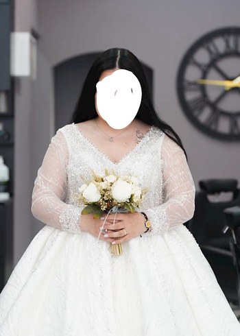 Uzun Kollu Straplez Prenses Gelinlik - Görsel 2