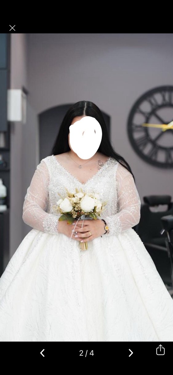 Uzun Kollu Straplez Prenses Gelinlik - Görsel 2