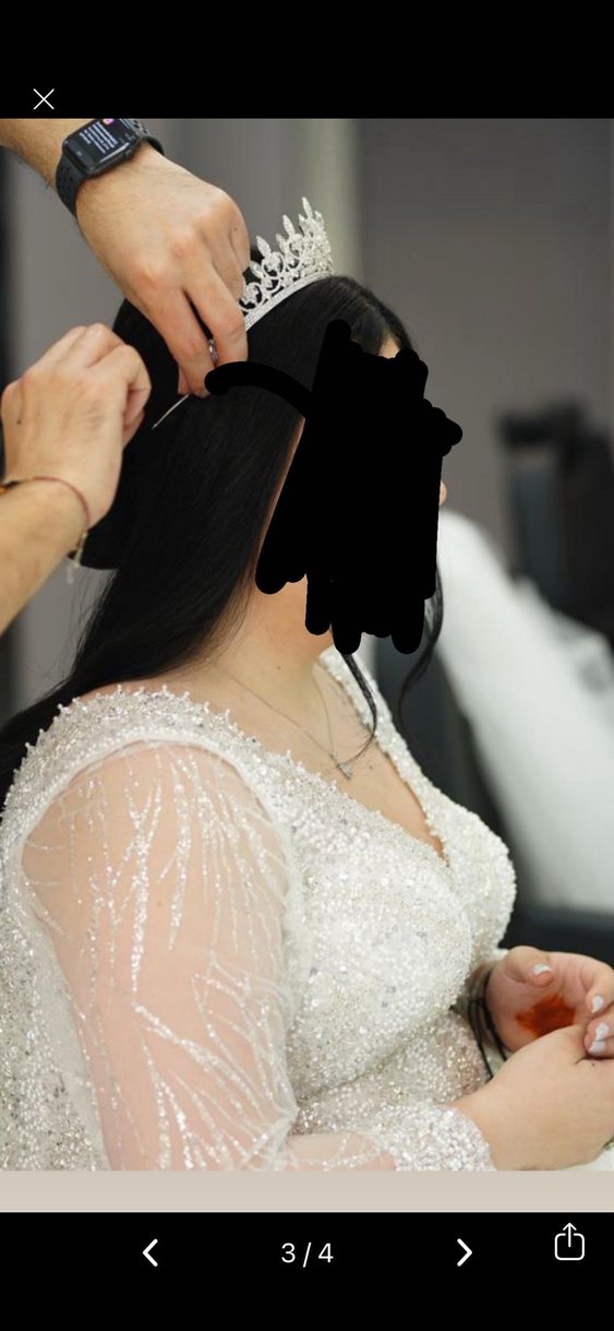 Uzun Kollu Straplez Prenses Gelinlik - Görsel 3