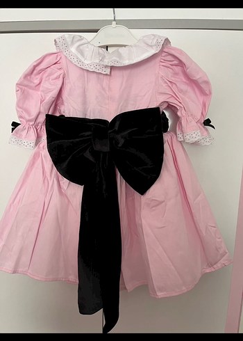 Vintage Pembe Fırfırlı Kız Çocuk Elbise - Görsel 2