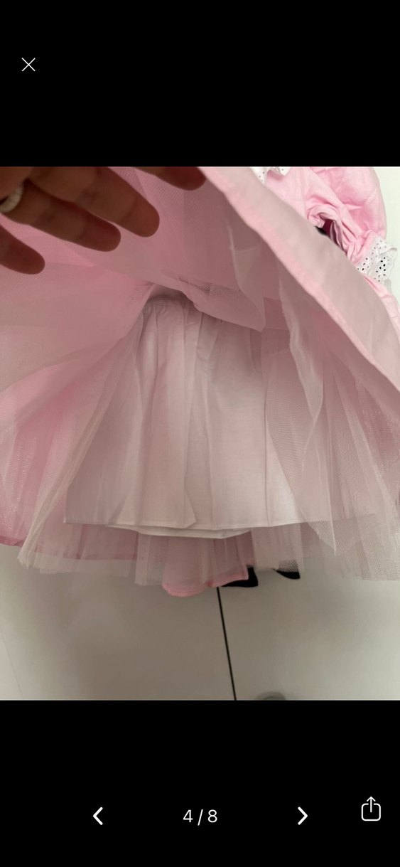 Vintage Pembe Fırfırlı Kız Çocuk Elbise - Görsel 4