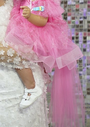 Pembe Fırfırlı Kız Çocuk Elbise - Görsel 2