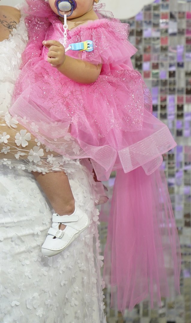 Pembe Fırfırlı Kız Çocuk Elbise - Görsel 2