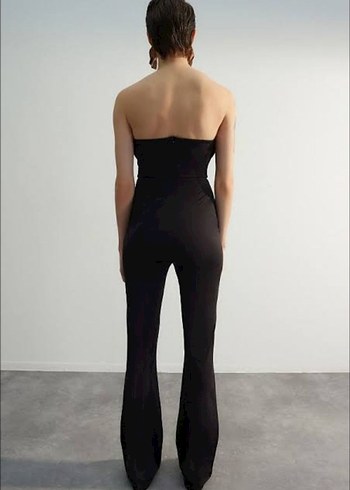 Kadın Siyah Straplez Uzun Tulum - Görsel 4