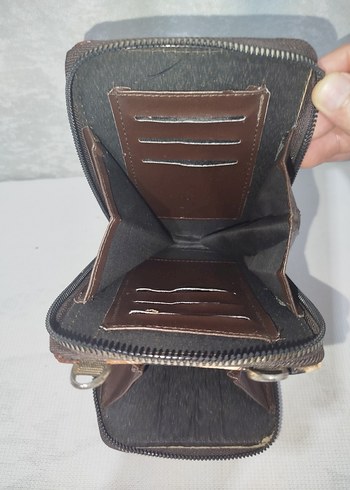 Kahverengi Zebra Desenli Deri Kadın Portföy Çanta - Görsel 9