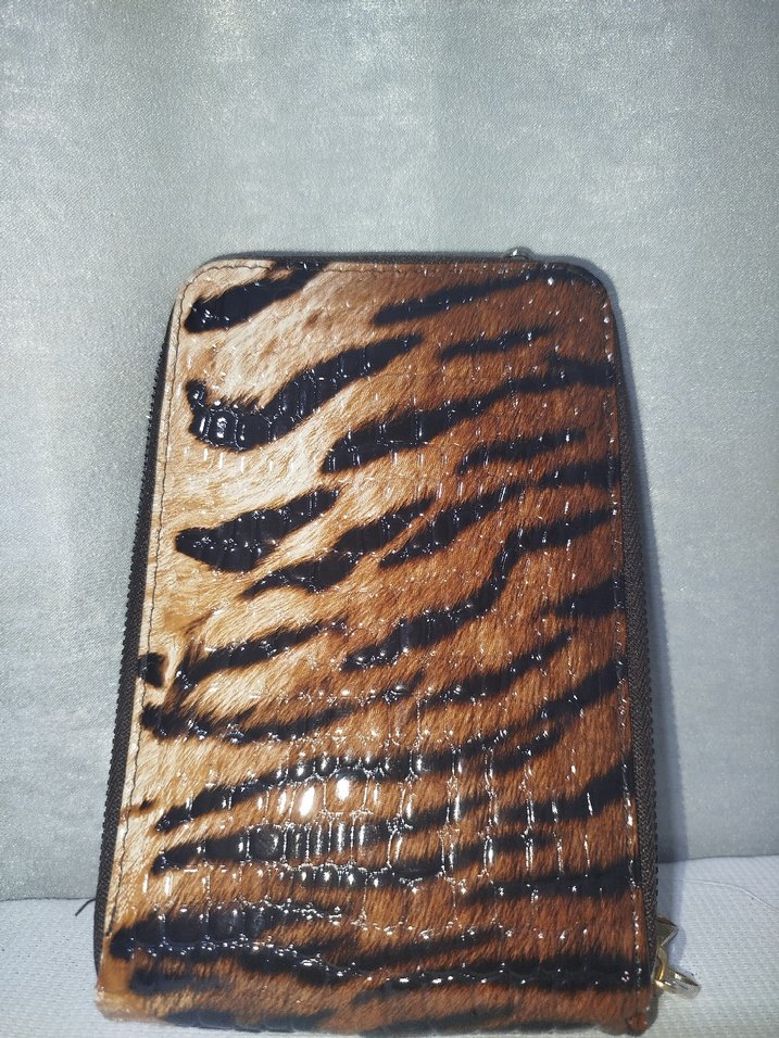 Kahverengi Zebra Desenli Deri Kadın Portföy Çanta - Görsel 2