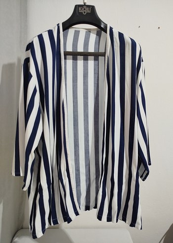 Lacivert Çizgili Uzun Emzirme Sabahlığı - Görsel 8