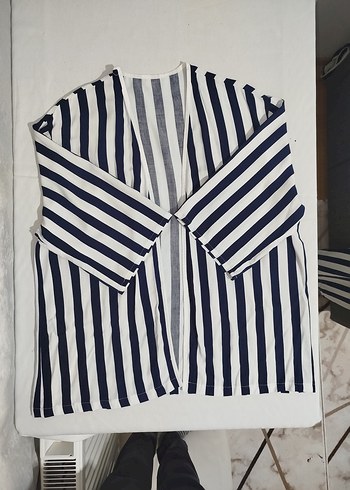 Lacivert Çizgili Uzun Emzirme Sabahlığı - Görsel 5