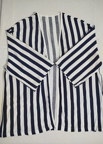 Lacivert Çizgili Uzun Emzirme Sabahlığı - Görsel 3