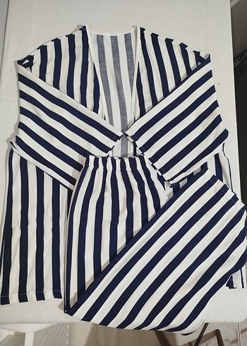 Lacivert Çizgili Uzun Emzirme Sabahlığı - Görsel 2