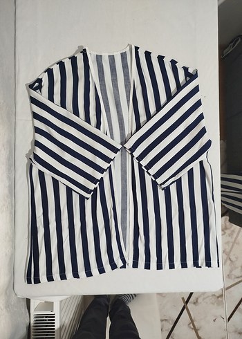 Lacivert Çizgili Uzun Emzirme Sabahlığı - Görsel 6