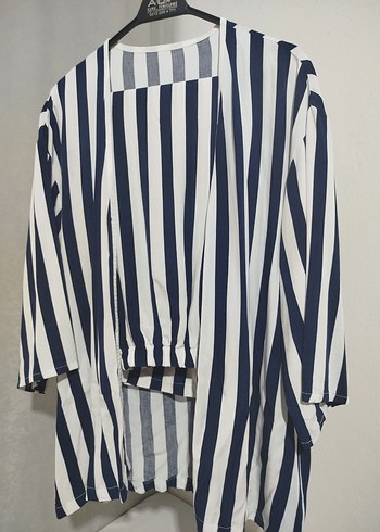 Lacivert Çizgili Uzun Emzirme Sabahlığı - Görsel 15