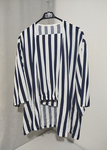 Lacivert Çizgili Uzun Emzirme Sabahlığı - Görsel 14