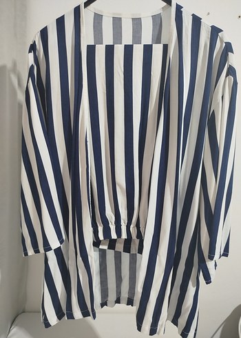 Lacivert Çizgili Uzun Emzirme Sabahlığı - Görsel 13