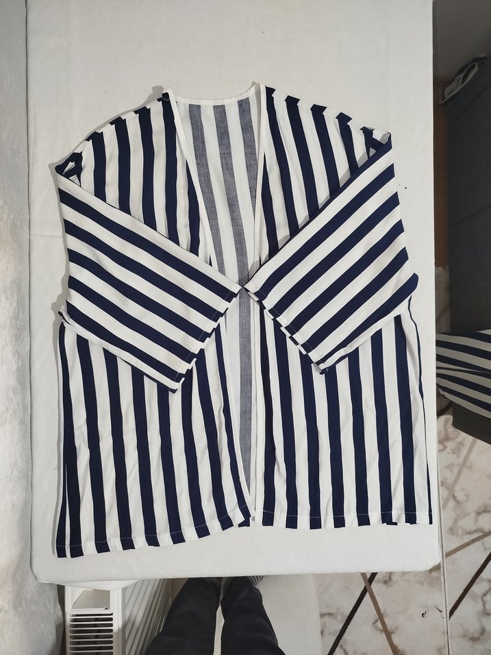 Lacivert Çizgili Uzun Emzirme Sabahlığı - Görsel 5