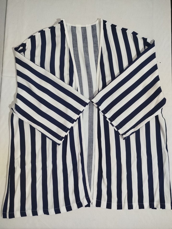 Lacivert Çizgili Uzun Emzirme Sabahlığı - Görsel 3