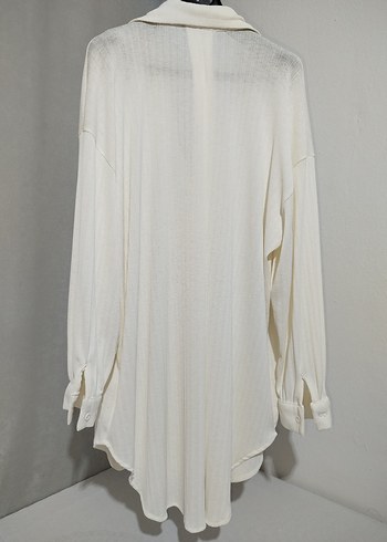 Beyaz Pilili Uzun Kollu Keten Gömlek - Görsel 13