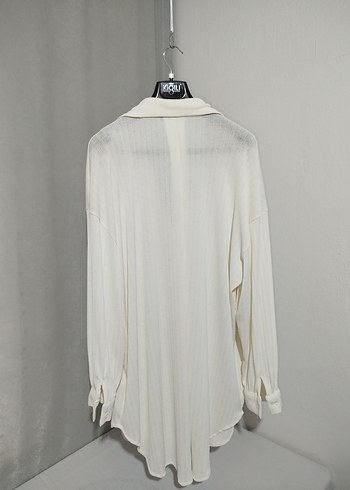 Beyaz Pilili Uzun Kollu Keten Gömlek - Görsel 15