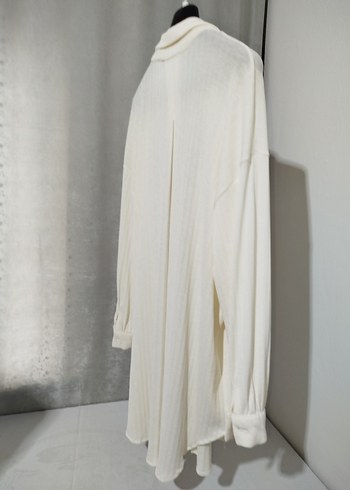 Beyaz Pilili Uzun Kollu Keten Gömlek - Görsel 4