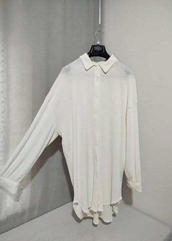 Beyaz Pilili Uzun Kollu Keten Gömlek - Görsel 5