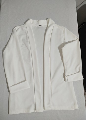 Beyaz Kadın Keten Mini Blazer - Görsel 6