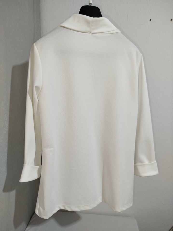 Beyaz Kadın Keten Mini Blazer - Görsel 2