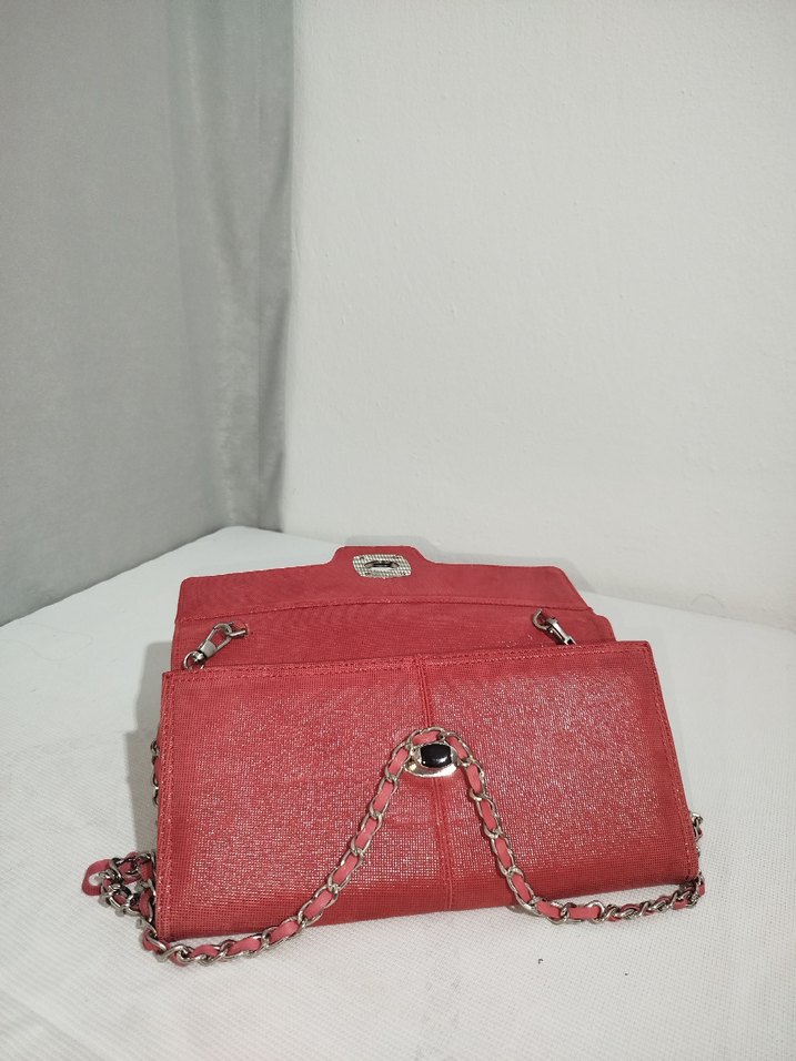 Kırmızı Tokalı Kadın Süet Portföy Cüzdan - Görsel 4