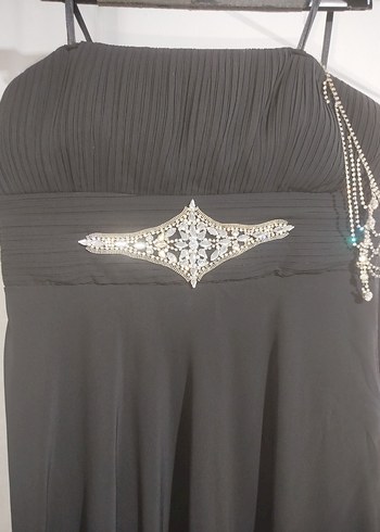 Siyah Uzun Askılı Gotik Abiye Elbise - Görsel 8