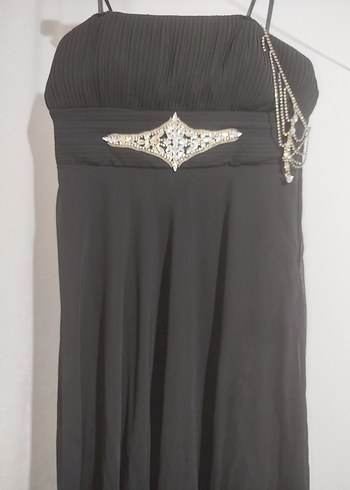 Siyah Uzun Askılı Gotik Abiye Elbise - Görsel 9