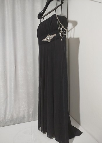 Siyah Uzun Askılı Gotik Abiye Elbise - Görsel 6