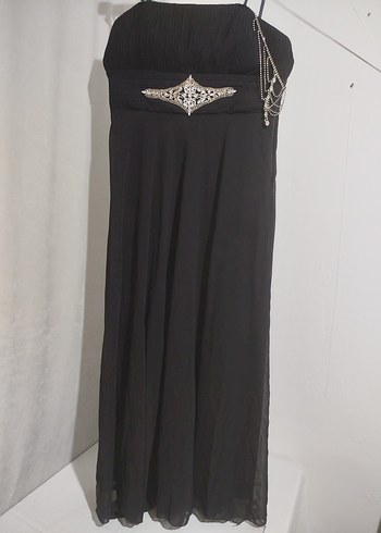 Siyah Uzun Askılı Gotik Abiye Elbise - Görsel 10