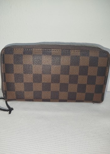 Kahverengi Kareli Deri Fermuarlı Kadın Cüzdanı - Görsel 2