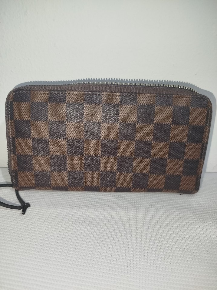 Kahverengi Kareli Deri Fermuarlı Kadın Cüzdanı - Görsel 2