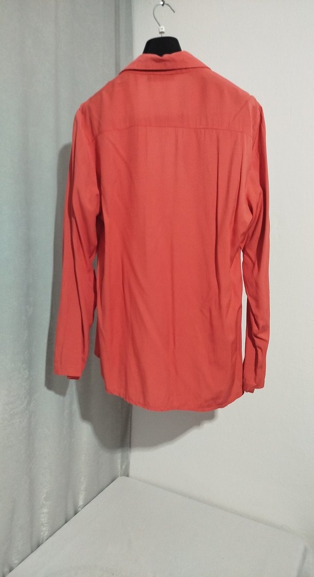 Kadın Koyu Kırmızı Uzun Kollu Düğmeli Gömlek - Görsel 3