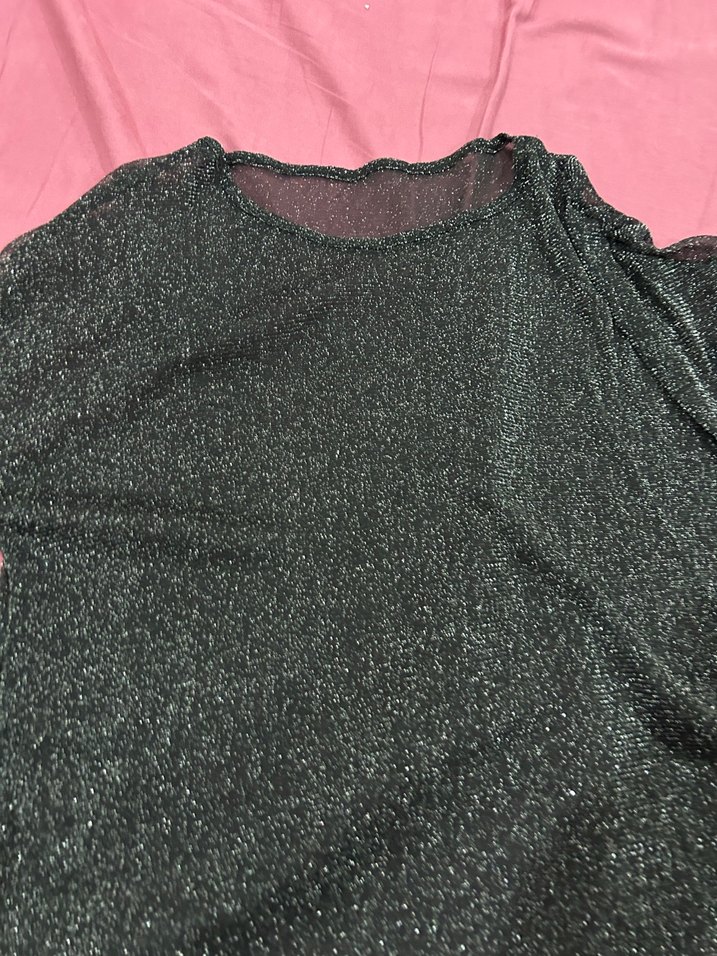 Siyah düşük omuzlu parlak tül - Görsel 5