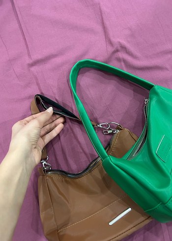 Fermuarlı Yeşil kahve Deri 2 Li Kadın Çanta - Görsel 3